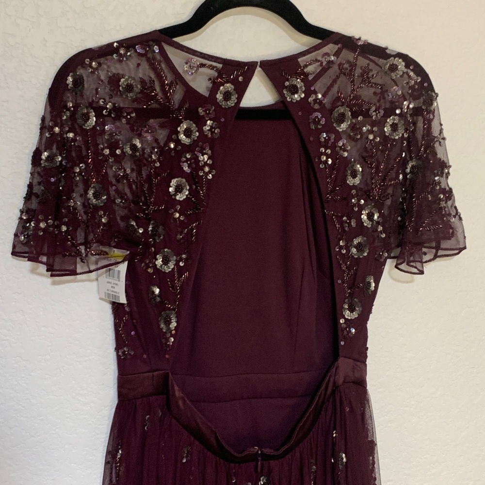 Adrianna Papell Purple Beaded Floral Tulle Gown NWT - Picture 5 of 6
